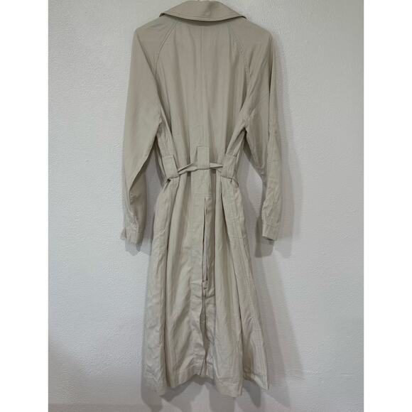 NWT Madewell Belted Trench Coat in Drapey Twill Muted Stone Chic Size Large - Picture 4 of 7